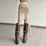 GETADME SylCue Knitted Elegant Skirt Women Low Waist Patchwork Irregular Hip-Covering Street Fashion Versatile Casual Sweet Style Bottom