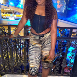 GETADME Summer Women Lace Patchwork Trim High Waist Skinny Leopard Shorts Pants Nightclub Bowknot Bodycon Bottoming Ladies 2025