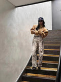 Jean baggy à jambes larges GETADME pour femme, taille haute, imprimé léopard rétro, style streetwear Y2K, pantalon en denim vintage
