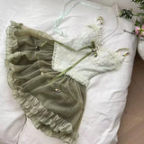 GETADME Japanese Pure Desire Sweet 3 Piece Set Women Chic Cardigan + Lace Top + Mini Fluffy Skirt New Fashion Y2k Slim Suit Spring 2025