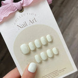 GETADME 10Pcs Pure Color Handmade Short False Nail with Glue Press On Nails Full Cover French Round Head Manicure Wearable Nail Tips Art
