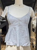 Débardeur court à volants Getadme, sans manches, à boutons, style vintage Y2K, coupe slim, pour femme, tendance Instagram.