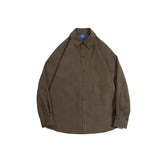 GETADME 2025 Spring New Japanese Retro Work Shirts for Men and Women Solid Color Lapel Button Pocket Loose Casual Brown Shirt Jacket