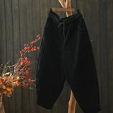 GETADME Autumn Winter Female Loose Thicken Pant Ladies High Waist Corduroy Trousers Women Large Size 4XL Casual Carrot Pantalons