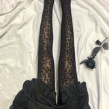 GETADME 섹시 레오파드 실크 스타킹 여성 여름 얇은 스타킹 피쉬넷 팬티스타킹 여성 고딕 동물 패턴 타이츠 원활한 레깅스