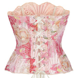 GETADME Lace double-layer corset palace style ins-inspired print body-shaping garment multi-colored sexy slim-fitting