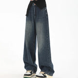 GETADME Woman High Waist Slim Fit Wide Leg Jeans Female High Street Y2k 2000s Casual Pants Lady Fashion Black Blue Loose Denim Trouserse