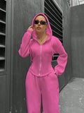 GETADME Spring Autumn New Two Piece Set 2025 Women's Trendy Hooded Cardigan Slim Casual Two Piece Set Woman Outfits Conjuntos Feminino