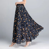 GETADME Summer Chiffon Floral Maxi Skirt Women Long High Waist Holiday Dance Skirt Elegant Beach Boho Hot Sale Lady Vintage Girl Fairy
