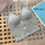 GETADME Women Knitted Tank Top Strap Vest Female Knitting Crop Top Chest Wrap Pure Cotton Underwear  Camisoles