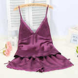 GETADME 2025 Summer New Pajamas Suit Lace Up Cami&shorts 2Pcs Lingerie Sleepwear Rayon Homewear Women Loose Loungewear Big Size 3Xl