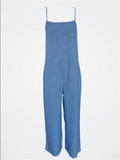 GETADME Women's Sleeveless Jumpsuit with Suspender Loose Casual Pocket Monochromatic Summer