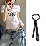 GETADME Long Skinny Plaid Waist Belt With Jeans Necktie Scarf Decorative Accessory Personality Trendy Hairband Fashionable Accessory