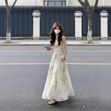 GETADME 여성용 중국 스타일 탱크 드레스 캐주얼 도시적 니치 디자인 예술적이고 우아한 소매 없는 롱 드레스