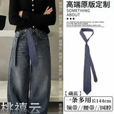 GETADME Long Skinny Plaid Waist Belt With Jeans Necktie Scarf Decorative Accessory Personality Trendy Hairband Fashionable Accessory