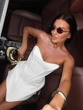 GETADME Women Strapless Backless Dress Fashion Off-shoulder Corset Bustier Party Club Dresses 2025 Chic Lady Waist Cinching Evening Gown