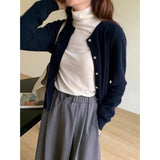 GETADME 2025 Hauts à manches longues style vintage Y2K, cardigan coréen en maille, pull polyvalent à col rond et coupe amincissante, idéal pour l'automne et l'hiver.
