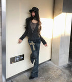 GETADME Tonngirls 2000s Japanese Jeans Pants Women Low Waist Denim Pant Streetwear American Retro Y2k Trousers Jeans Slim E-girls Jeans