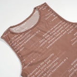 GETADME 2025 Summer New Sleeveless Round Neck Sexy Mesh Letter Printed Perspective Dress