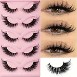 GETADME 5 Pairs False Eyelashes - Natural Long, Cat Eye Style, Winged Tips, Manga Lashes for Eye Elongation,