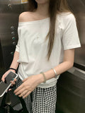 GETADME T-shirts Women Solid Simple Summer Casual Cleanfit Short Sleeve All-match Young Girls Streetwear Y2k Top Aesthetic Clothes Ins