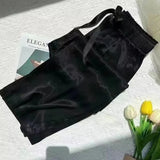 GETADME Acetic Acid Ice Silk Wide Leg Pants 2025 New Summer Thin Satin Casual Pants Women's High Waisted Straight Leg Pants Long Trouser