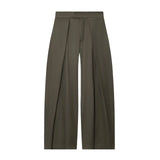 GETADME Women's Long Pants 2025 Autumn New Arrivals Military Green Pleated Loose Wide-Leg Pants Casual Fashion Stylish and Versatile