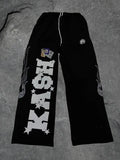 GETADME American Sweatpants Y2K Pants Men Gothic Hip Hop Letter Patch Retro Double Layer Design Baggy Elastic Waist Jogging Casual Pants