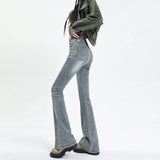 Getadme-Flared Jeans Woman Vintage High Waist Women Slim Stretch Denim Tight Pant Korean Street Style Casual Trousers Plus Length