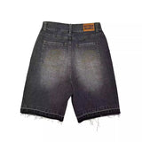 GETADME American Style Harajuku Retro Denim Shorts with Letter Embroidery Oversized Jeans Men Y2k Loose Casual Versatile Shorts Woman
