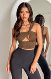 GETADME Women's Spicy Girl Sexy One Shoulder Tight Hollow Open Back Short Top Bar Nightclub 2025 New Edition