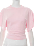 GETADME Tossy White Casual Autumn T-shirt Pullover For Women Bandage High Waist Long Sleeve Commute Loose Tee Female Solid T-shirt 2025