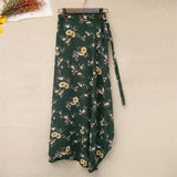 GETADME 11 Colors Women's Summer High Waisted Lace-Up Sexy Wrap Midi Skirt Korean Trendy Beach Elastic Waist Solid All-Match Skirt