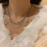 Getadme-Y2K Star Zircon Pendant Necklace for Women Luxury Sweet Cool Girl Punk Heart Clavicle Chain 2024 New Fashion Jewelry Party Gift