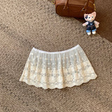 GETADME Women Y2K Korean Lace Mini Layered Skirt Streetwear Lace Up Ruffles Harajuku High Waist Pleated A-Line Short Jupe Skirts Clothes