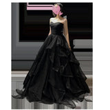 GETADME Temperament Black Elegant Wedding Party Dresses Strapless Tiered Draped graduate Robe 2025 New Ball Gown Formal DressQuinceanera