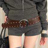 GETADME 여성용 펑크 스타일 리벳 스커트와 팬츠 조끼 아메리칸 스타일 핫걸 스타일 벨트를 위한 헤비 듀티 디자인 감각 와이드 벨트