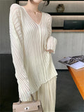 Oversize Women Sweaters Loose Gentle Knitted V-Neck Casual Pullovers Office Lady Lazy Style Fashion Autumn Soft
