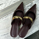 GETADME Pointed Toe Women's Slippers 2025 Summer Fashion Shallow Mouth Women's Mules Comfortable Wear Outside Ladies One Word Drag
