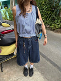 GETADME Harajuku Y2k Women's Light Blue Calf Length Cargo Jeans Baggy Denim Trousers Japanese 2000s Oversize Jean Pants Vintage Clothes