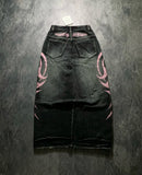 GETADME Y2K Graffiti Gothic Jeans Loose Punk Print Jeans Retro Street Street Hip Hop  Straight  Pants  High Street Harajuku Couple Pants