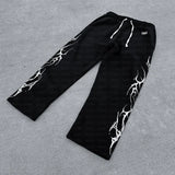 GETADME 2025 new European and American retro punk complex design printed zipper cardigan hoodie trousers sweatpants suit street wear