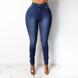 GETADME High Waist Denim Long Jean Casual Vintage Solid Skinny Youthful Women Office Lady Trouser Pencil Pants Fashion Trend Clothes New
