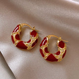 GETADME Nouvelles boucles d'oreilles créoles tendance couleur émail, texture métal, petites créoles pour femmes, couleur or, bijou tendance et créatif.