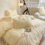 GETADME 3pcs White Bedding set ruffles Duvet Cover Set (1*Duvet Cover + 2*Pillowcase, Without Core)for bedroom guest room