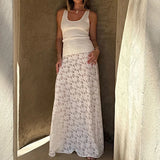 GETADME Sexy Women Lace High Waist Elastic See Through Party Club Maxi Skirts Elegant Ladies Summer Party Skirt 2025 Ladies Beachwear