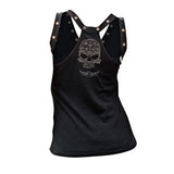 Women Skull Tank Top Summer Streetwear Tanks Slim Rivet O-Neck Sleeveless New Fashion Sexy Tops for Woman Lugentolo