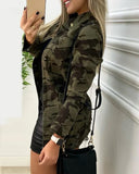 Getadme-Camouflage Coat for Women Army Green Casual Women Long Sleeve Jackets Y2k Spring Autumn Slim Cardigan Streetwear Ins Jacket Top