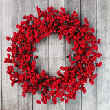 GETADME YeeNanee Christmas Decoration Wreaths for Front Door Handmade Cypress Leaf Red Berry Pine Wreath Xmas Home Wall Window Decor