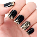 GETADME 24Pcs Short Square Coffin False Nails Square Fake Nails with Glue French Glitter Wearable Acrylic Nails Set Press on Nail Tips